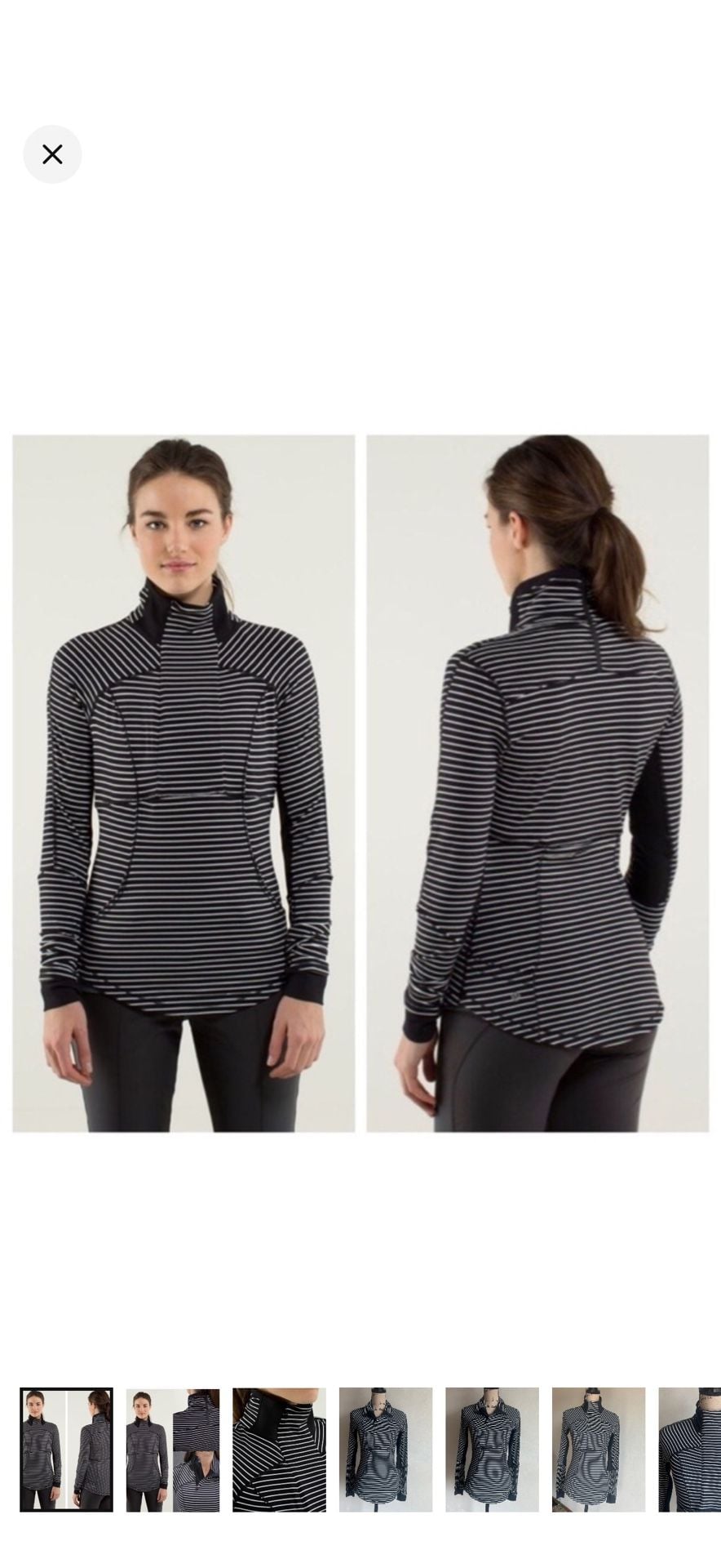 Lululemon Base Runner 1/2 Zip Pullover In Parallel Stripe Black White, Size 4